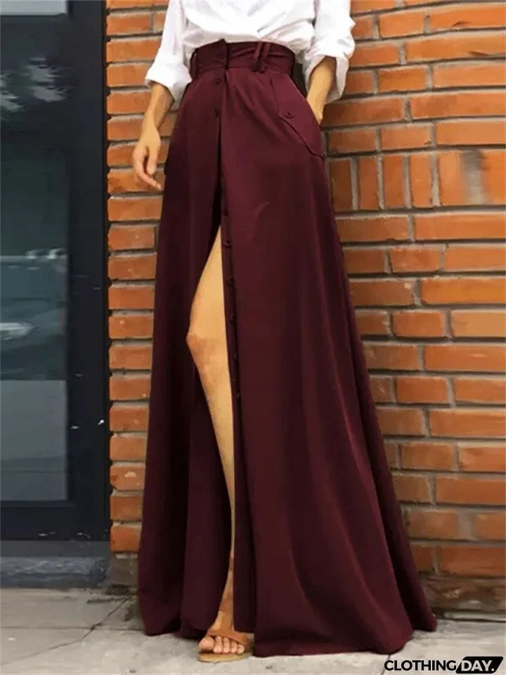 Temperament Cozy Lady Single-breasted Long Skirts