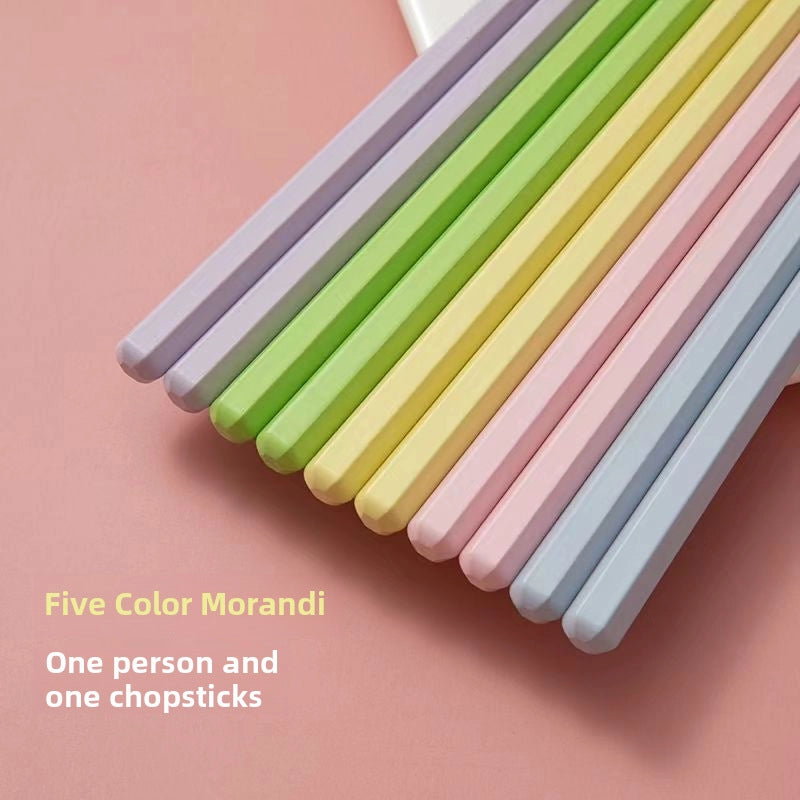 Alloy Chopsticks Macaron Hexagonal Small Fresh Morandi Chopsticks One Person One Chopsticks Household New Tableware Chopsticks