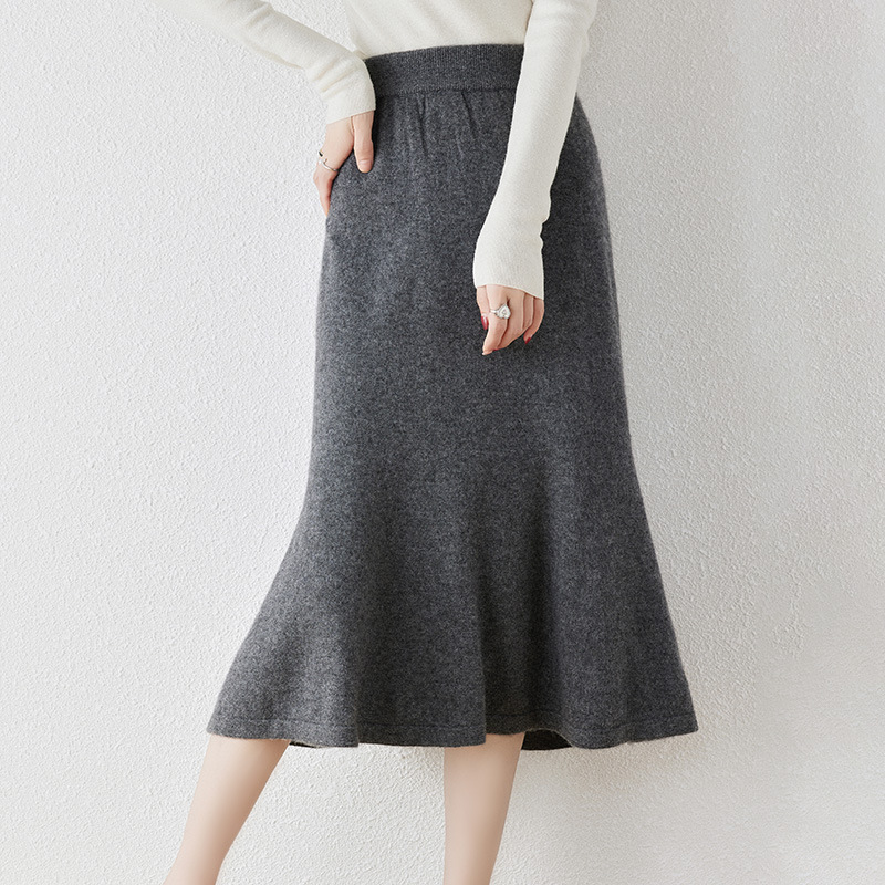 Fishtail Shape Wool Skirt For Women REAL SILK LIFE