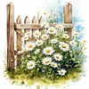 Daisy Fence-18CT Stamped Cross Stitch 25*25cm/9.84*9.84in tapestrymarket