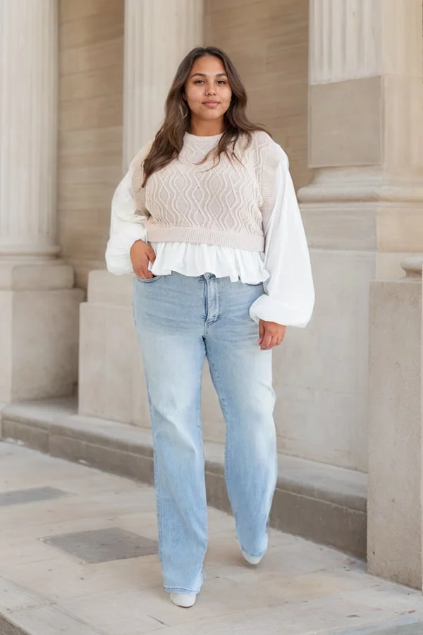 🏆LAST DAY SALE💥 Vintage Wash Plus-Size Jeans &mdash; Stretchy, Tummy Control & Straight Leg Fit