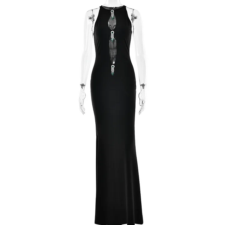 Elegant Hollow Sleeveless Slim Fishtail Dress