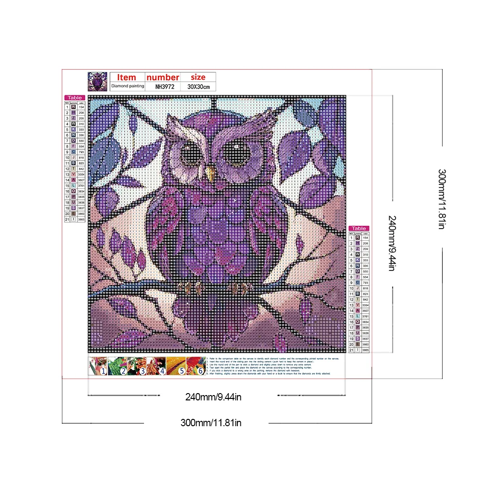 Diamond Painting - Full Round Drill - Stained Glass Owl(Canvas|30*30cm)