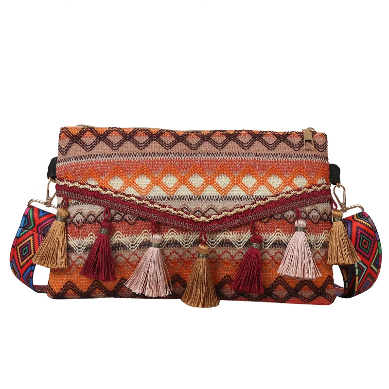 Ethnic Woven Bag Bohemian Tassel Bag