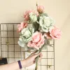 Blooming 3 Stems White Pink Roses Artificial Flower