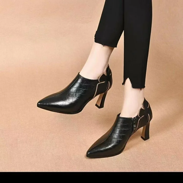 Letclo™ Women's Pointed Toe Fashion All-match Thick-Heeled Shoes letclo Letclo