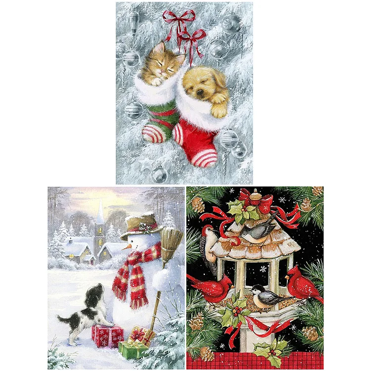 Bricolage Plein Forage Diamant Peinture Cadeau De Noël Neige Arbre De Noël Point