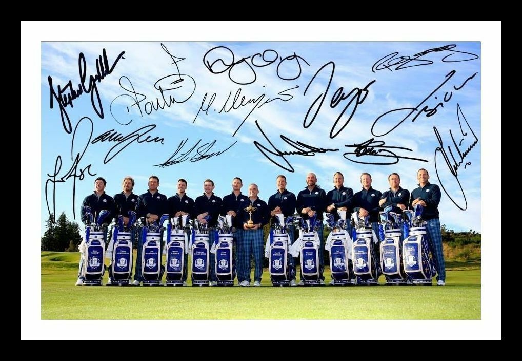 Europe 2014 Ryder Cup Team Autograph Signed & Framed Photo Poster painting 1