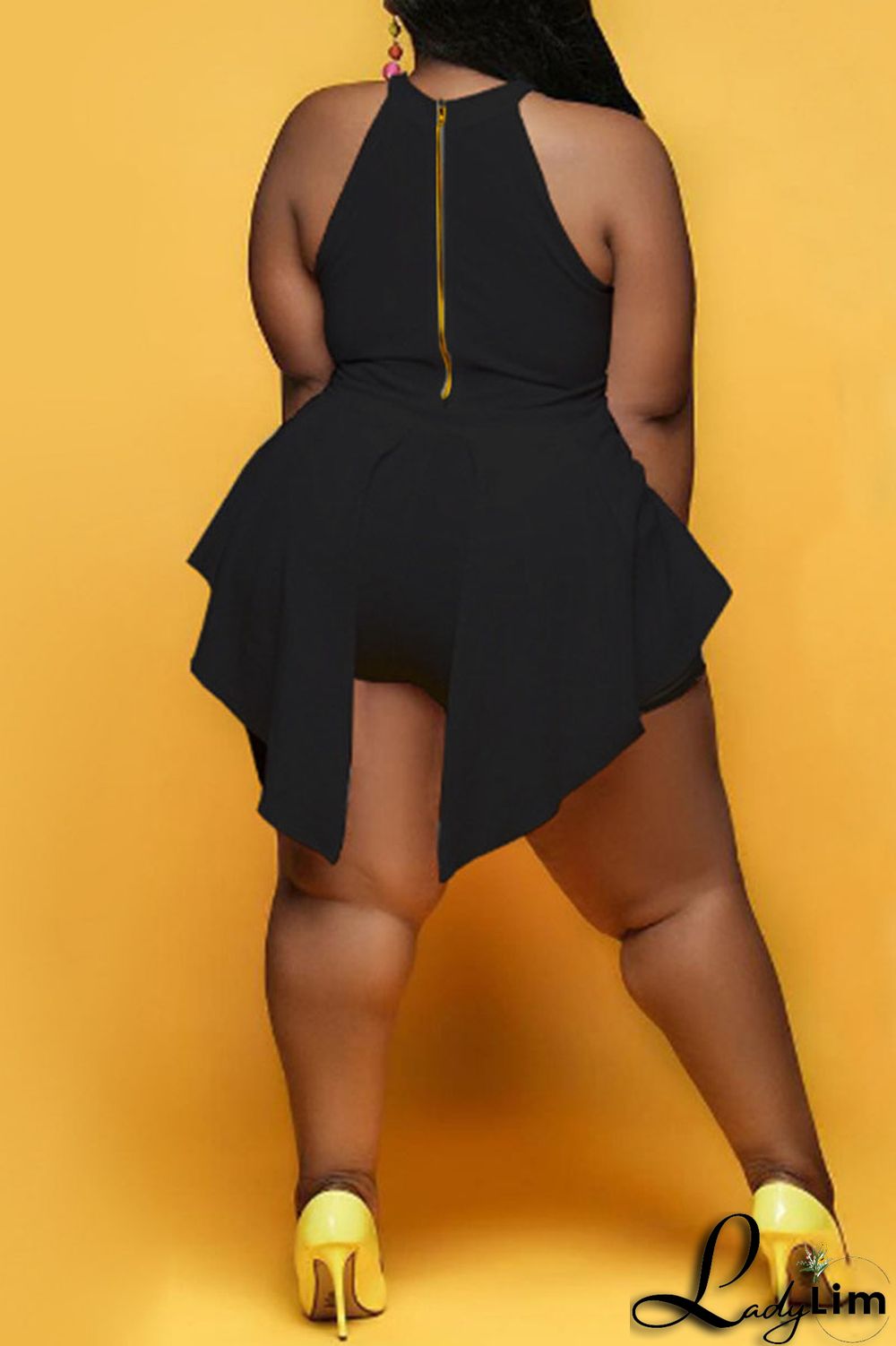 White Fashion Casual Solid Split Joint Asymmetrical O Neck Plus Size Romper