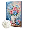 DIY Pearl Painting Hibiscus Vase for Home Decor with Frame(30x20cm)