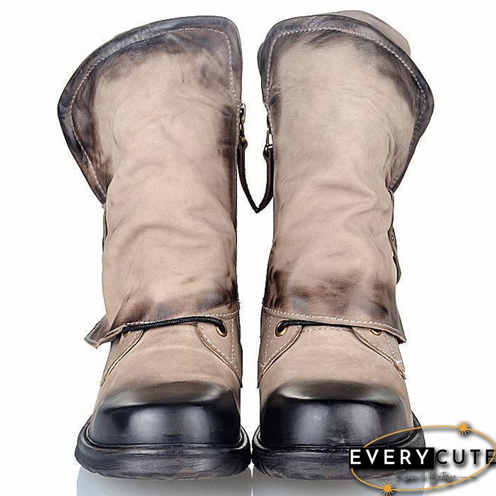 Woman Winter Horse Riding Boots Vintage Combat Punk Ankle Shoes