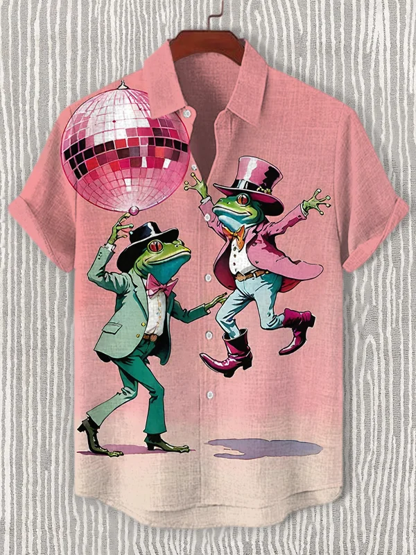 Men's Dancing Frog Art Print Casual Shirt