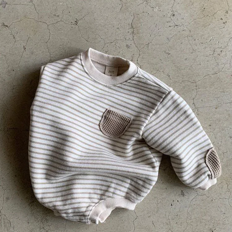 Baby Striped Patch Round Neck Bodysuit