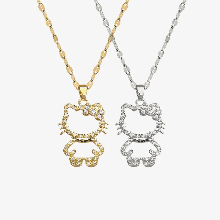 Kitty Cat Pendant Necklace Set