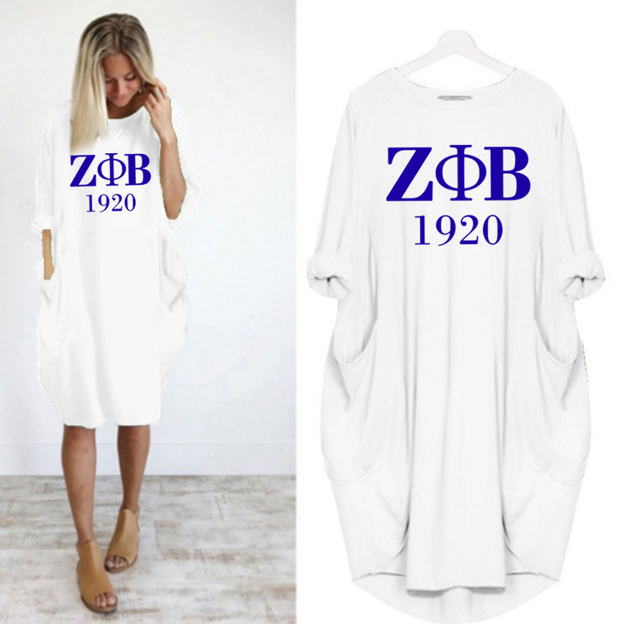 Simple Casual Loose Pocket Long Sleeve Dress