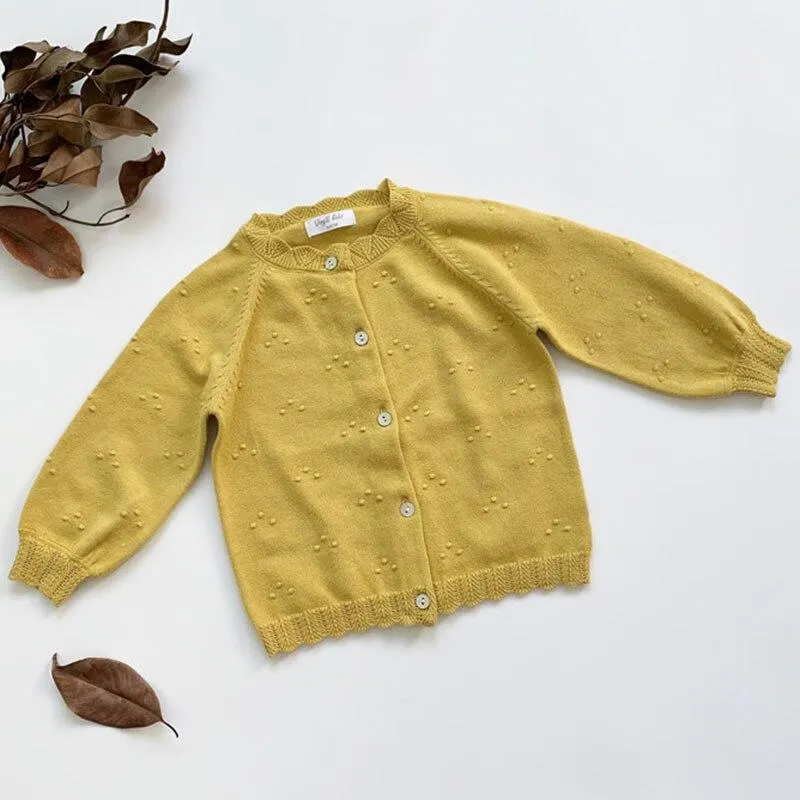 Baby Girls Embroider Cardigan Coats Fashion Children Outwear Coat Girls Long Sleeve Kids Knit Cardigan Coat 1-7Yrs