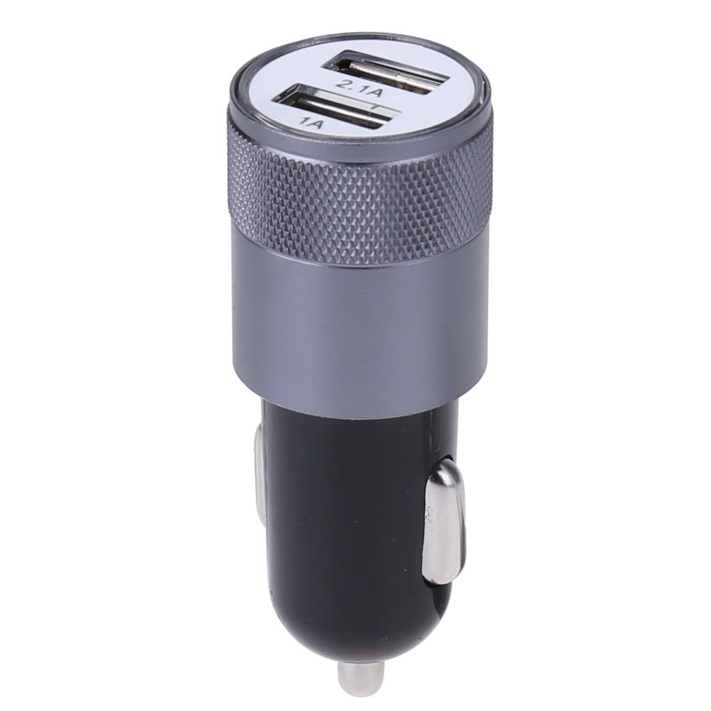 

Metal Dual USB Aluminium Alloy 2.1A Car Cigarette Lighter Adapter Charger, 灰+黑, 501 Original