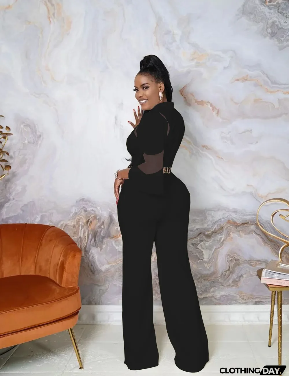 Fashion Net Yarn Patchwork Sexy Jumpsuit