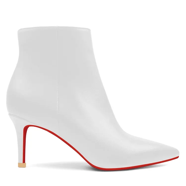 60mm Women's Ankle Boots Closed Pointed Toe Red Bottoms Stilettos Booties-MERUMOTE