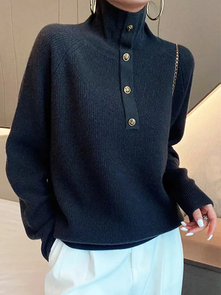 Retro Plain Long Sleeve Sweater