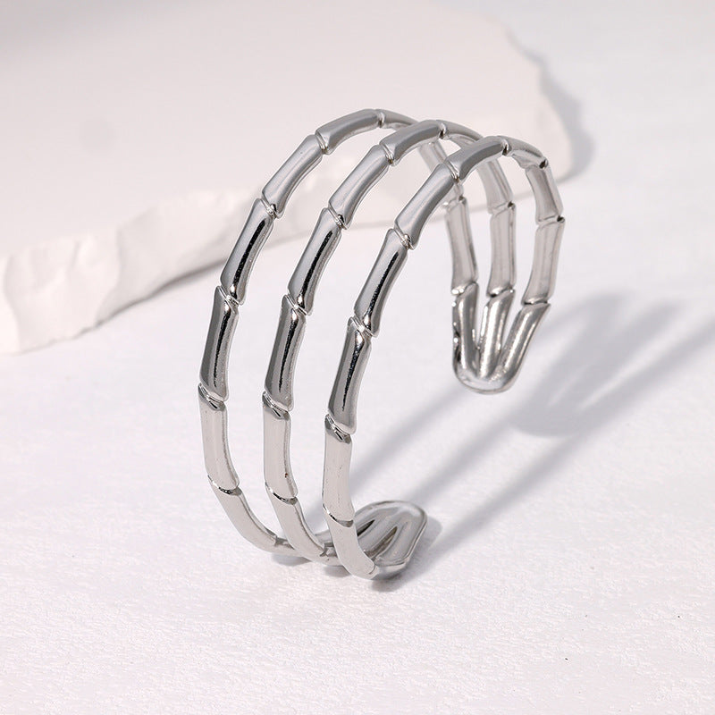 Simple And Fresh Ins Style Bamboo Bracelet Personality Simple Versatile Gold-Plated Stainless Steel Bracelet