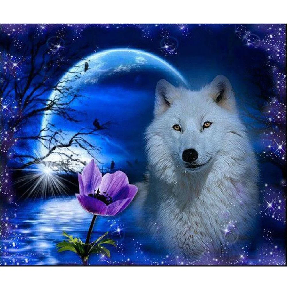 Diamond Painting - Partial Round Drill - Night Wolf(40*30cm)