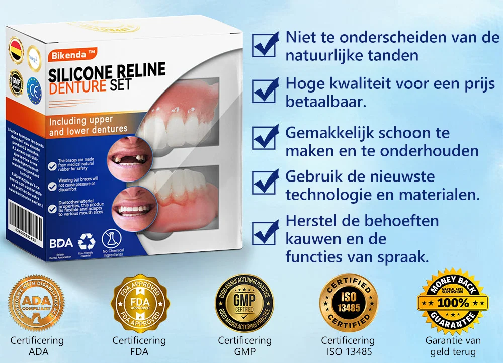 𝐵𝑖𝑘𝑒𝑛𝑑𝑎&trade; Silicium Prothese Meetset🦷（👩&zwj;🔬 Erkend door de Belgische Tandheelkundige Vereniging en goedgekeurd door FAMHP）
