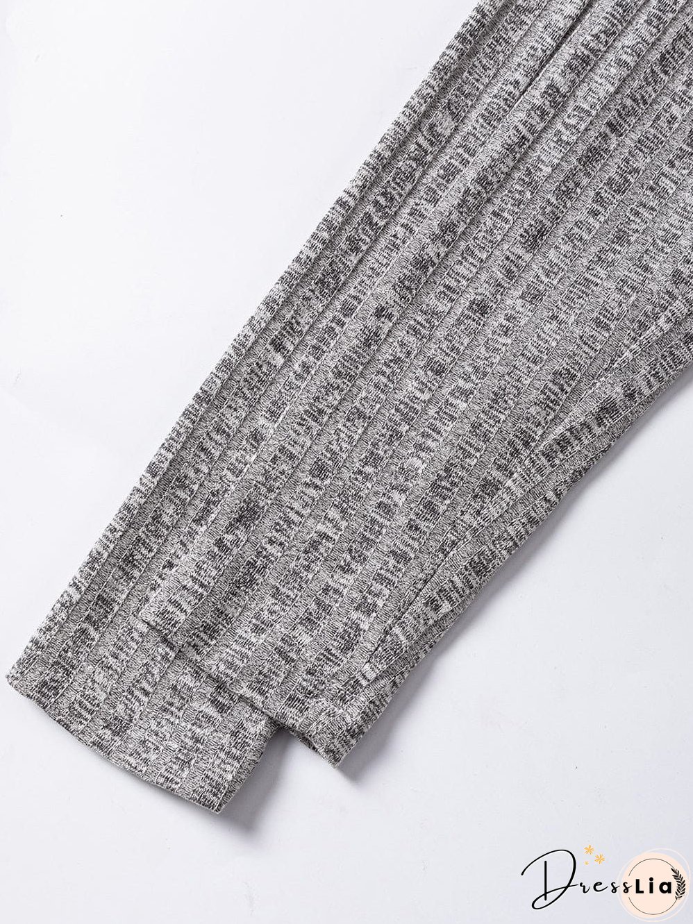 Textured Gray Ruffle Detail A-Line Midi Dress