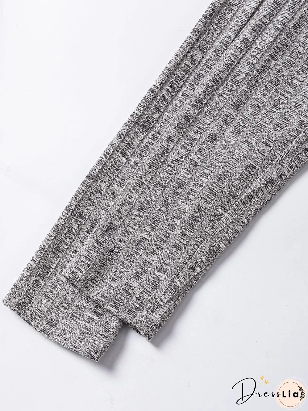 Textured Gray Ruffle Detail A-Line Midi Dress