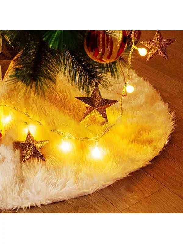 Luxury Christmas Tree Skirt Furry White Tree Blanket-elleschic