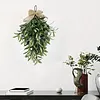 24 Inch Artificial Olive Branch Wreath Teardrop Swag Faux Greenery Hanging Pendant for Front Door Wedding Arch Window & Wall Decor