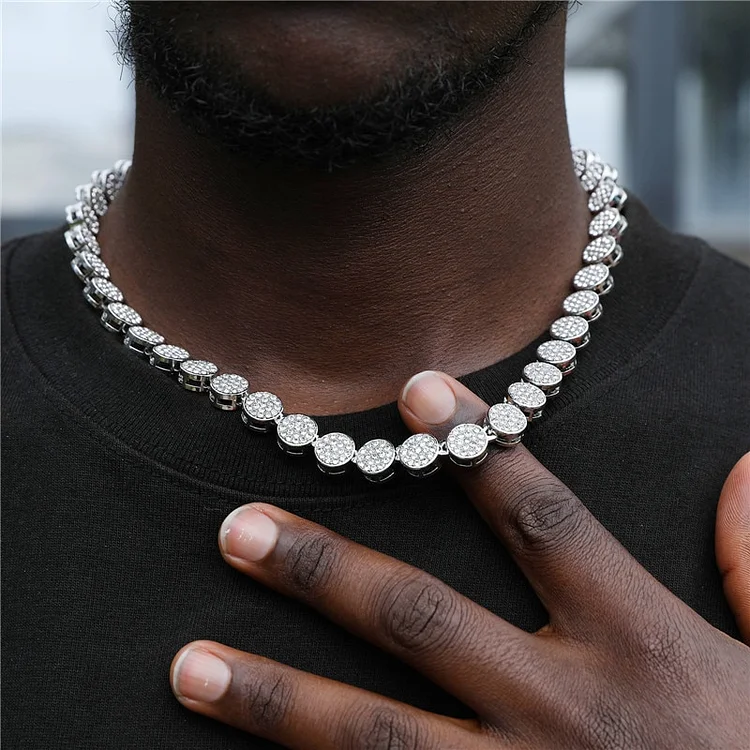 10MM Iced Out Rhinestones Round Tennis Chain Men's Hip Hop Necklace-VESSFUL