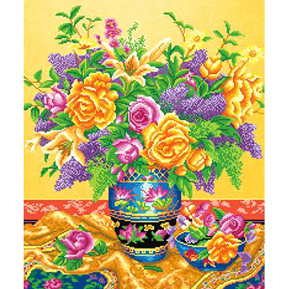 

30*40CM - Round Drill Diamond Painting - Desktop Vase, 501 Original