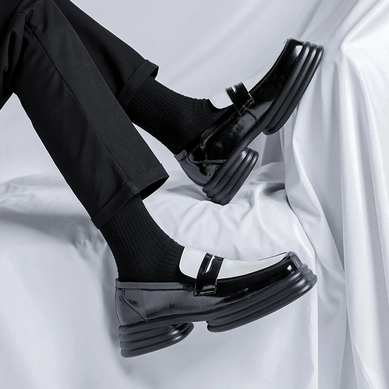 Yyvonne Yyvonne Leather Leather Korean Ins Small Leather Shoes For Men With Casual Platform Derby Shoes 85111-R