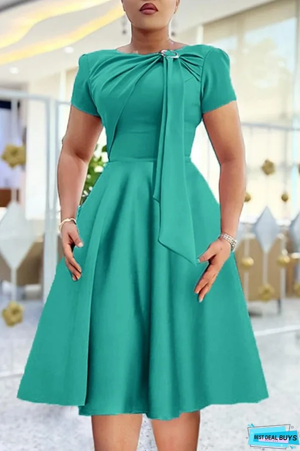 Elegant Collar Pleated Lace-Up A-Hem Dress