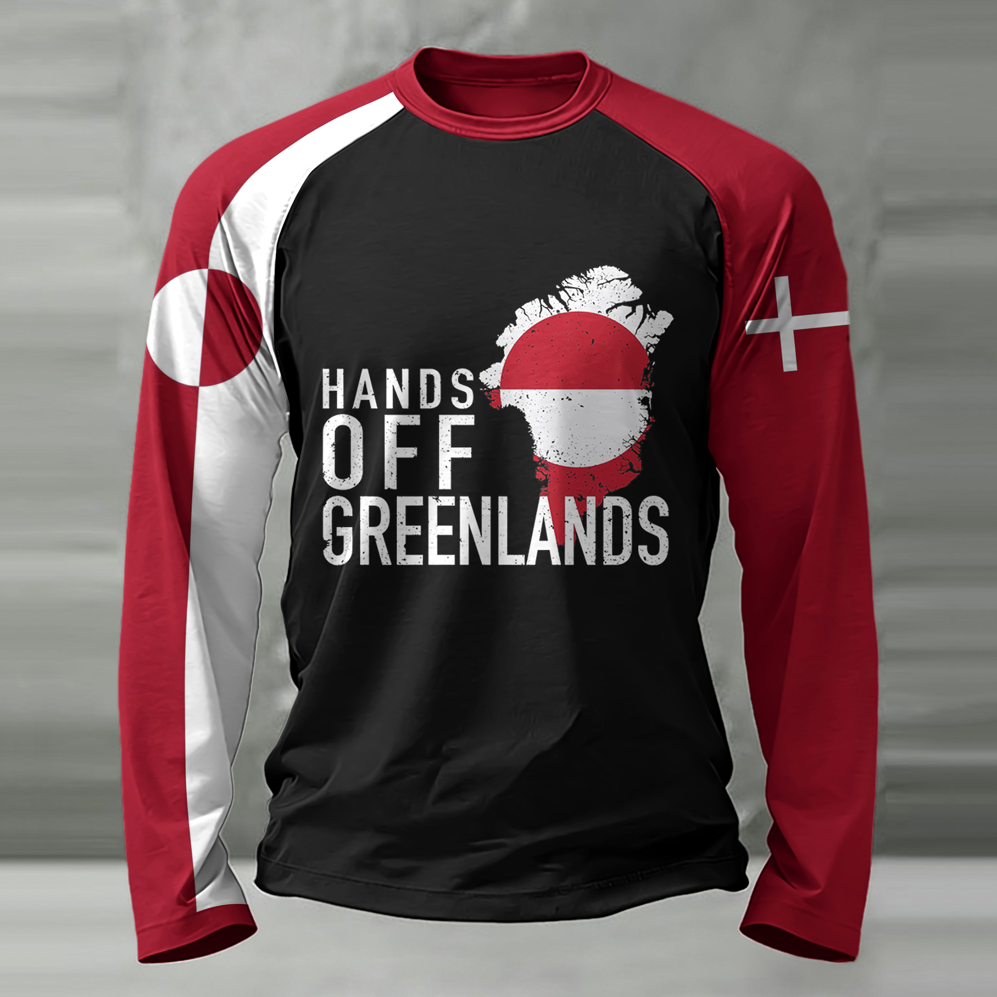 Men's Greenland Print Crew Neck Long Sleeve T-shirt artswardrobe