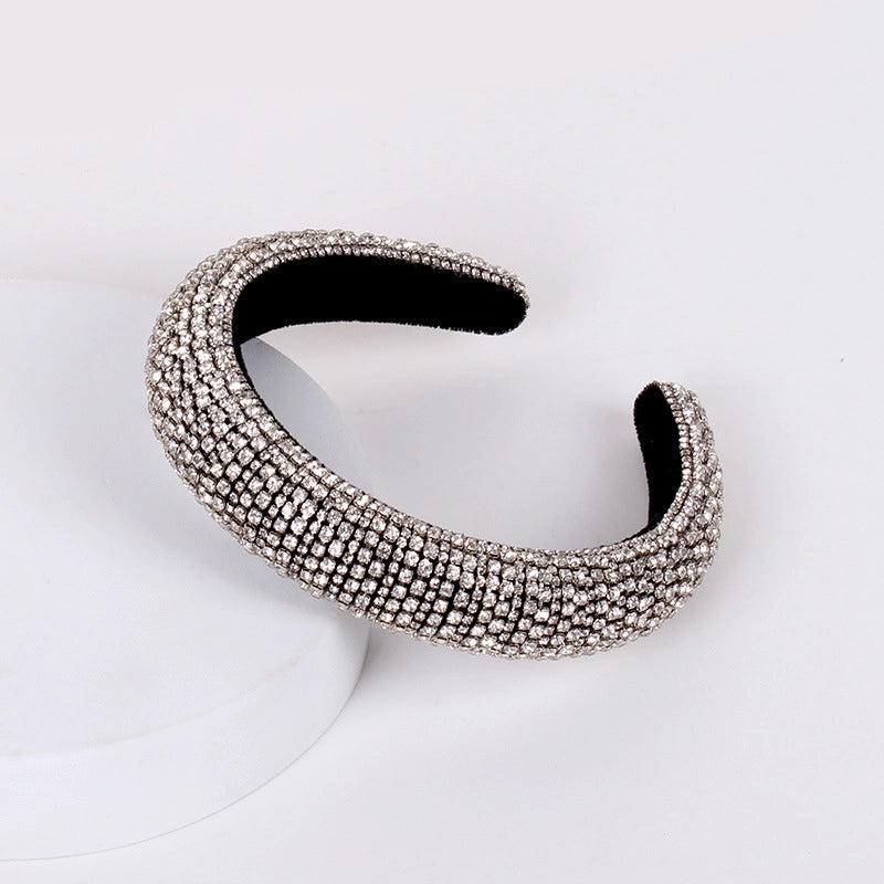 Baroque Style U Shape Sponge Inlay Rhinestones Pearl Hair Band 1 Piece