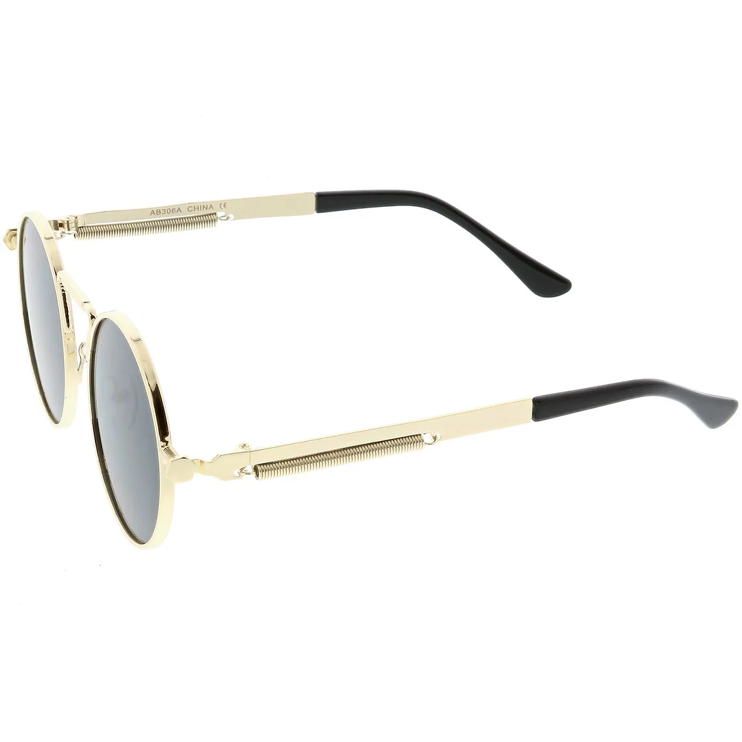 Modern Steampunk Circle glasses Unique Nose Piece Flat Lens 49mm