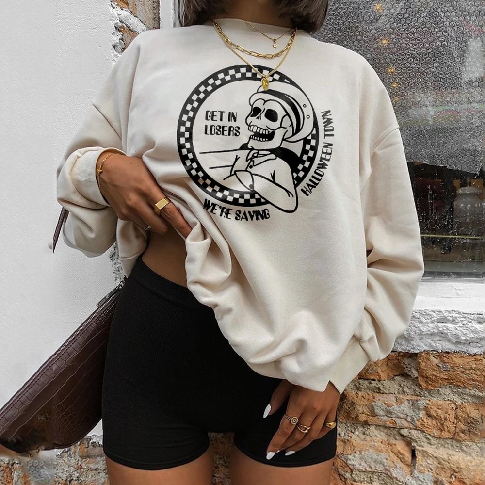 Minnieskull Get In Losers Skull Print Sweatshirt