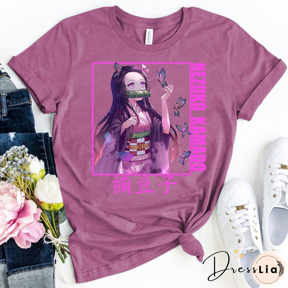 Funny Demon Slayer Kamado Nezuko Print T-shirt Women Men Summer Casual Short Sleeve Shirt Fashion Loose Tops