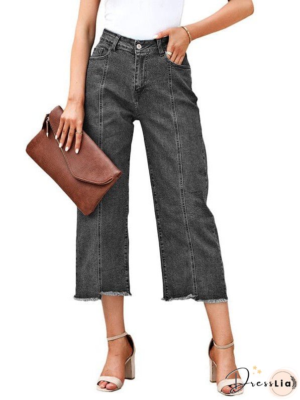 Statement Pants: Women's Stylish Wide-Leg Cropped Jeans