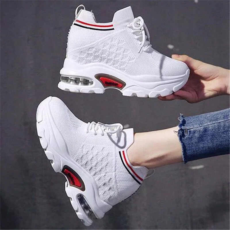 Spring Women Chunky Mesh Breathable lace-up Casual Vulcanize Shoes Old Dad female fashion Platform Internal increase Sneakers