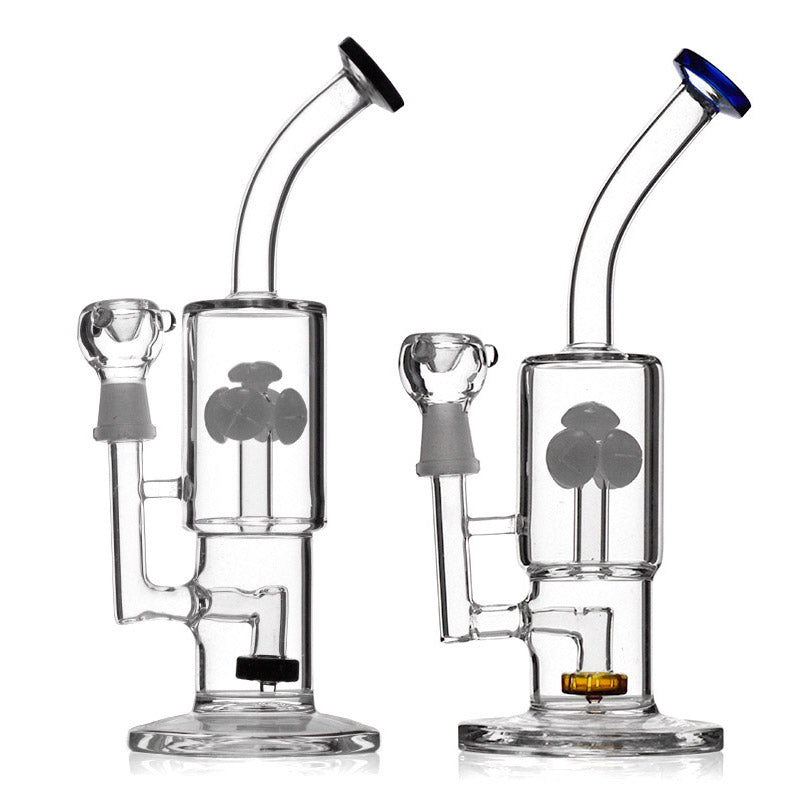 Recycler Glass Bongs 9" Glass Water Pipe Percolator Bent Neck