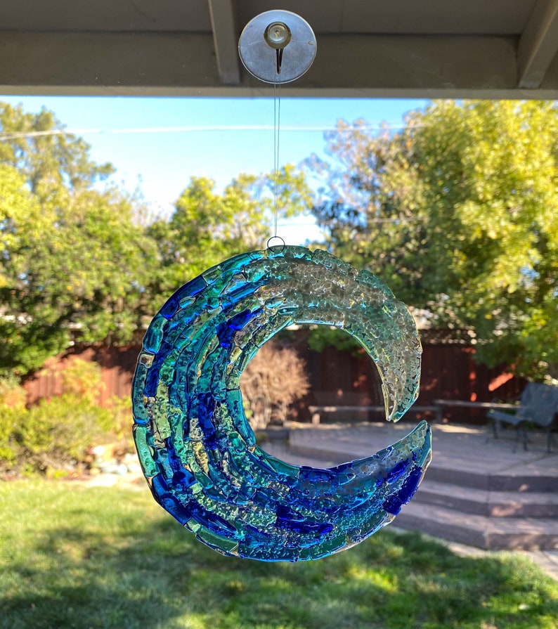 Fused Glass Ocean Wave Art Glass Wave Wall Decor Blue Ocean image 6
