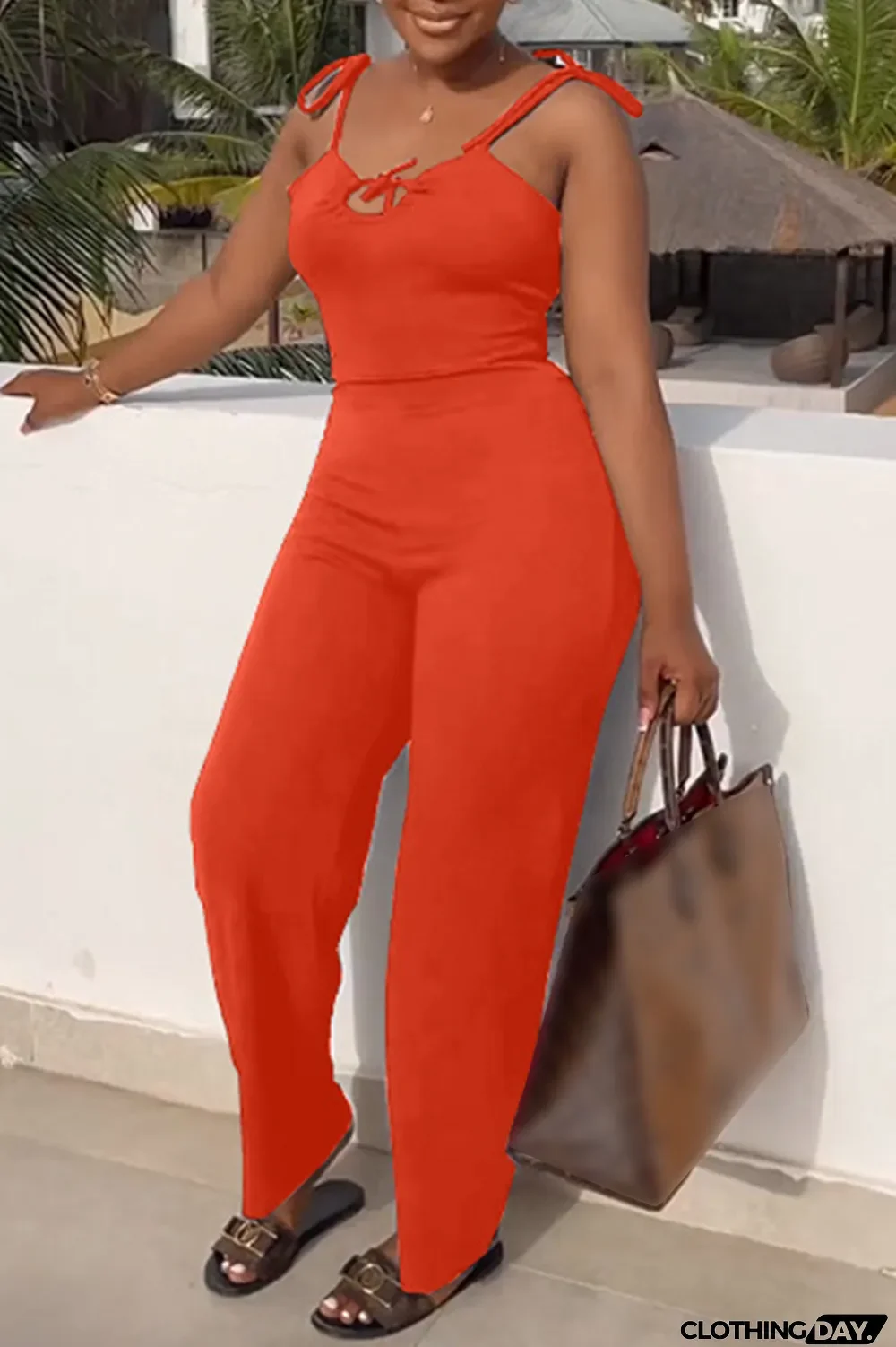 Blue Sexy Casual Solid Bandage Backless Spaghetti Strap Regular Jumpsuits