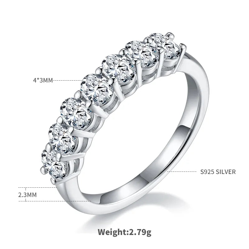 2.1 Round Brilliant 18K Gold Plated Moissanite Rings Oval Colorless(DEF) VVS1-VVS2