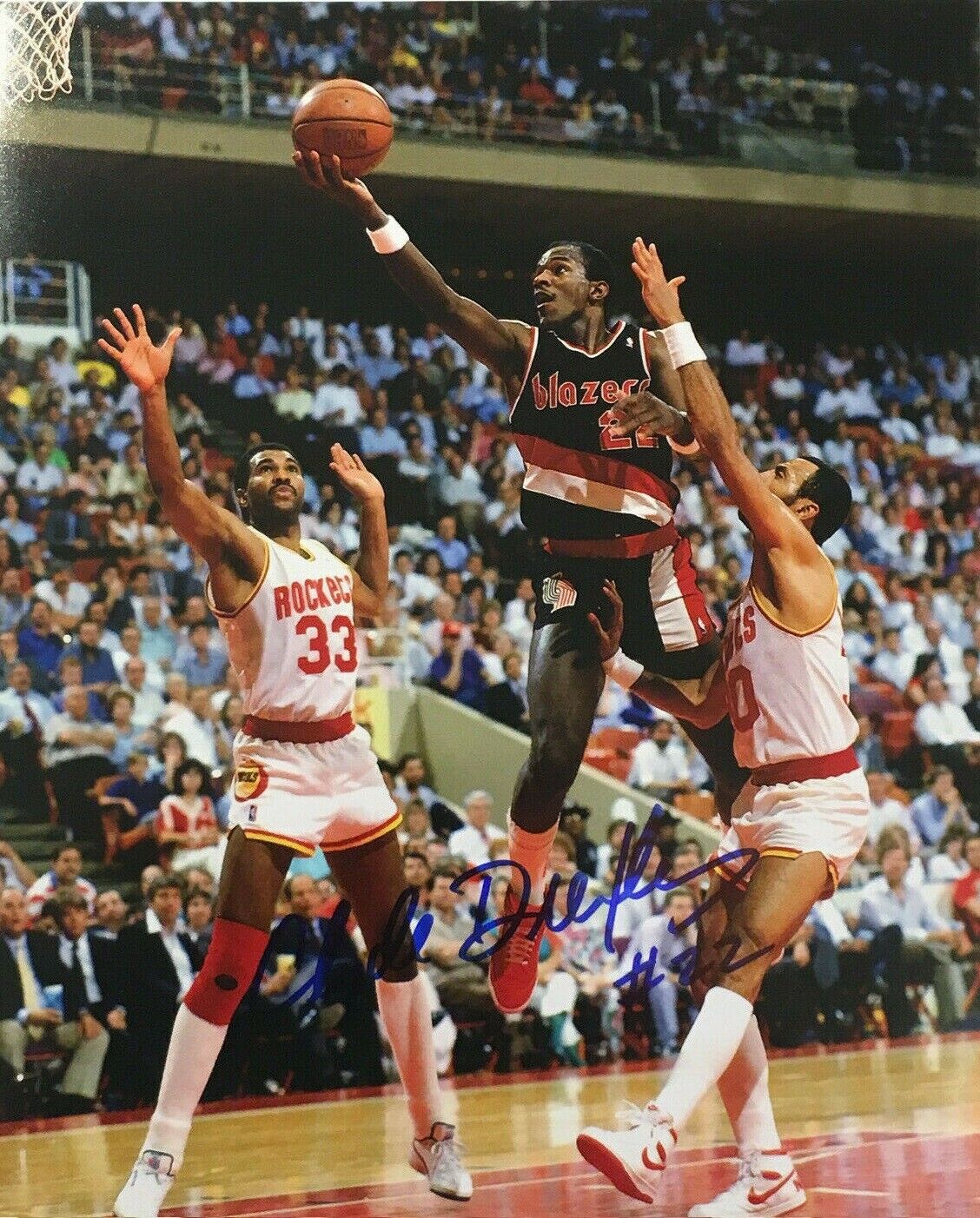 Clyde Drexler Autographed Signed 8x10 Photo Poster painting ( HOF Rockets ) REPRINT