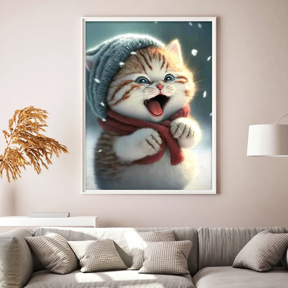 Full Round Diamond Painting 30*40cm - Cute Cat