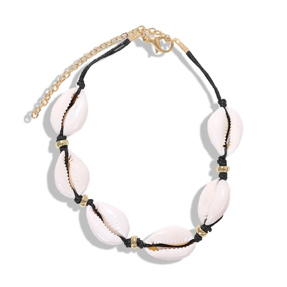 Dvacaman Bohemian Summer Handmade Shell Rope Chain Bracelet for Women Girl Beach Seashell Bracelet Jewelry Party Gifts Wholesale