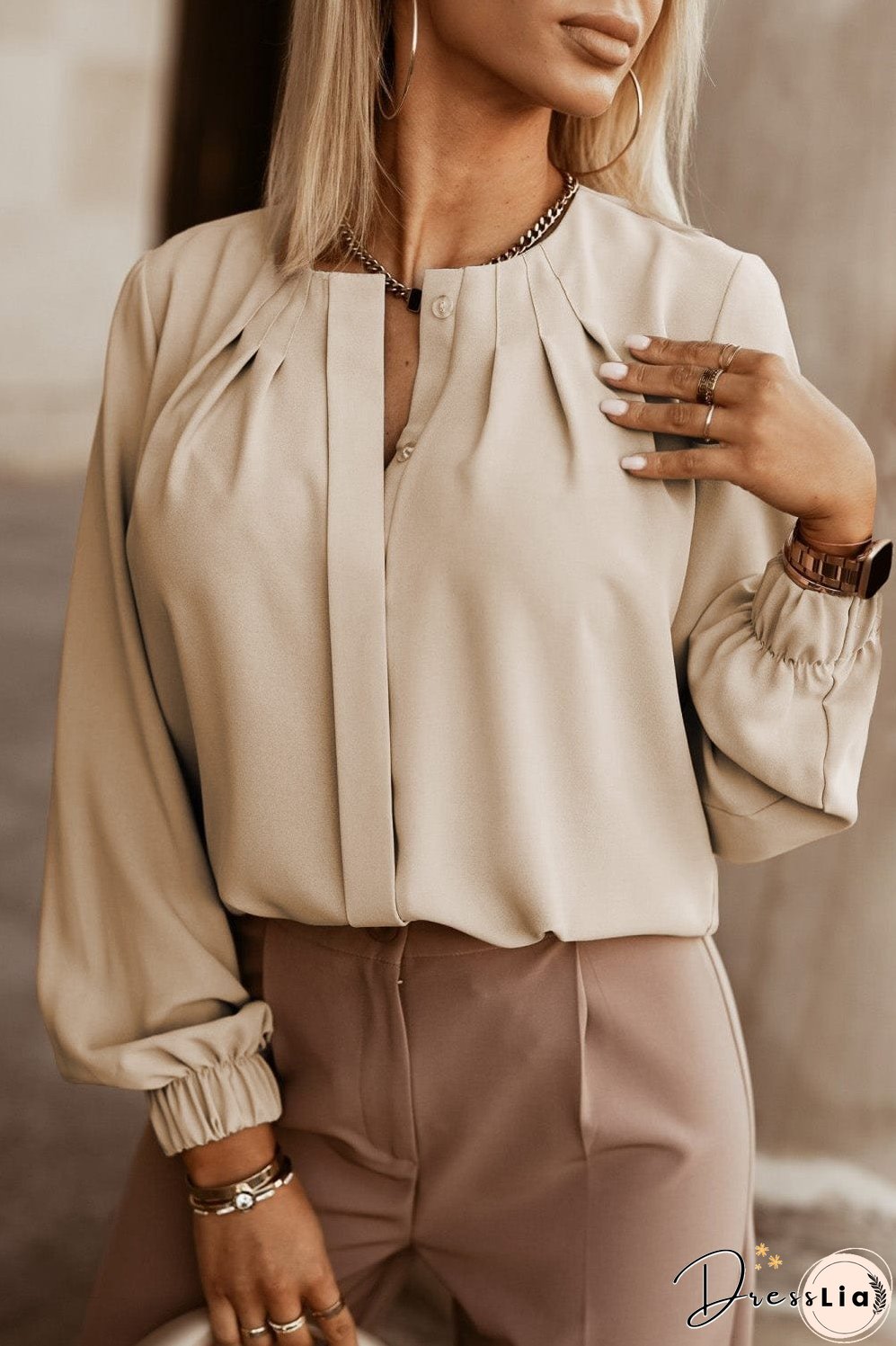Casual Pleated Blouse